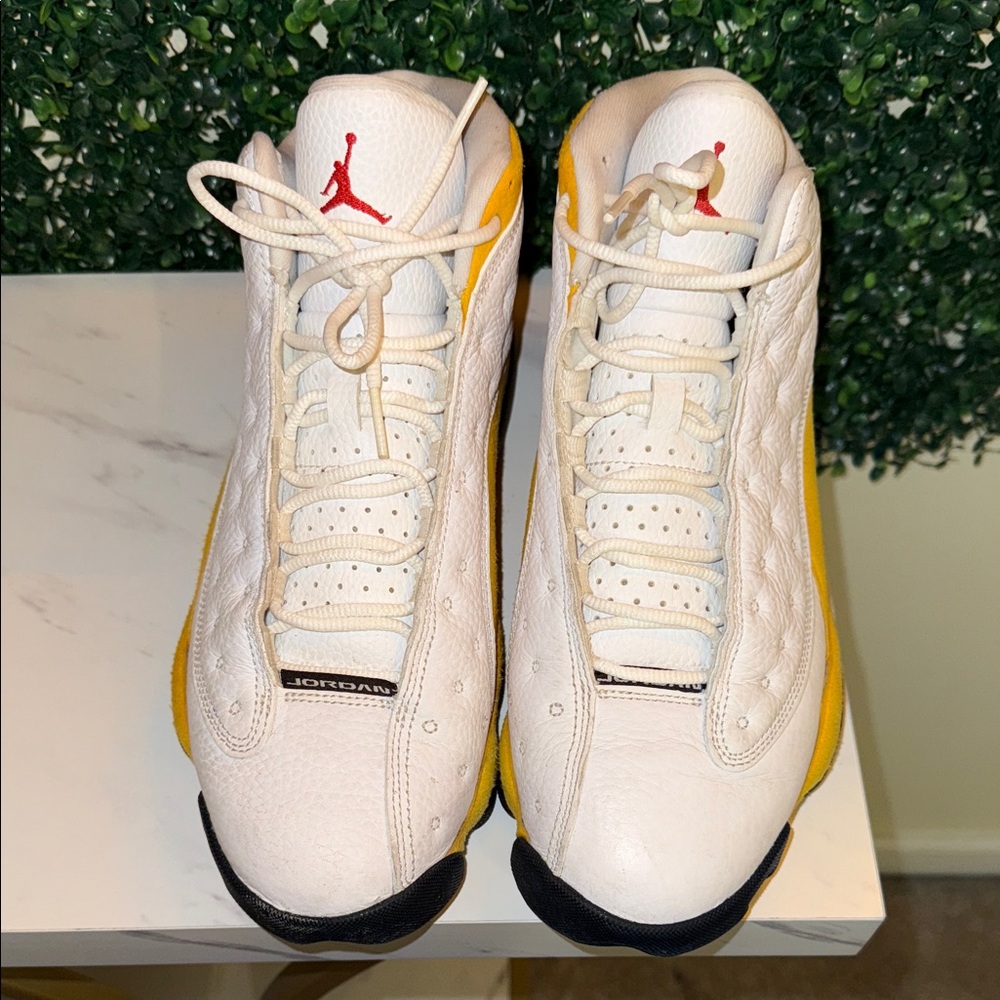 Jordan White and Yellow Sneakers with Modern Design